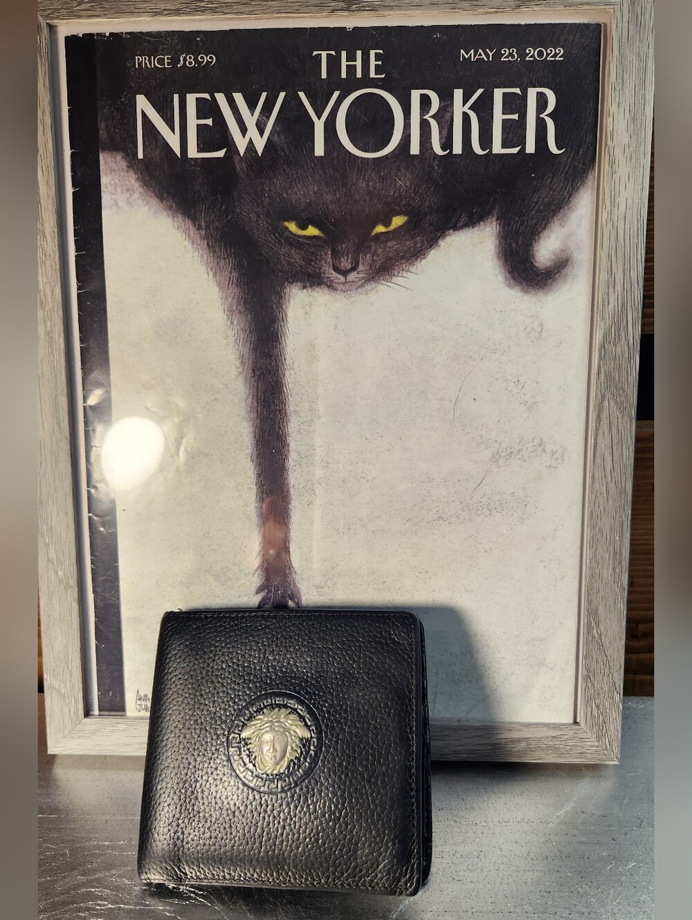 Versace Wallet With Silver Medusa Motif